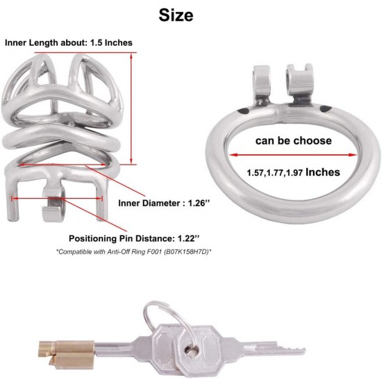 Stainless Steel Ergonomic Design Small Male Chastity Device (1.77 inch / 45mm)