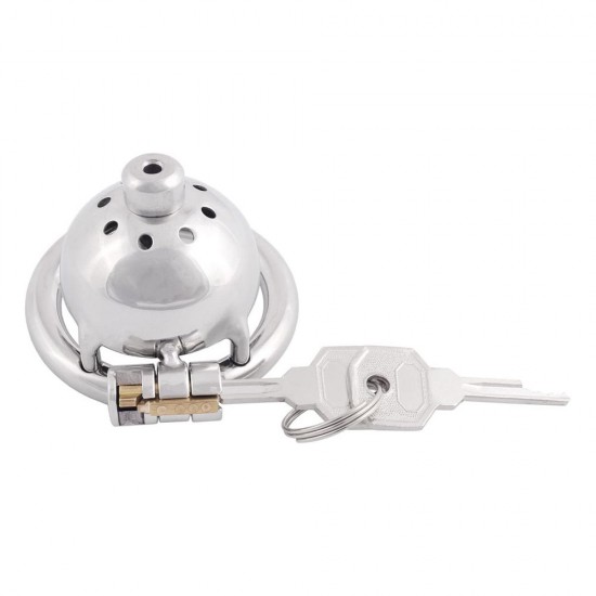 Stainless Steel Male Chastity Male Virginity Lock Cock Cage with Tube (1.57 inch / 40mm)